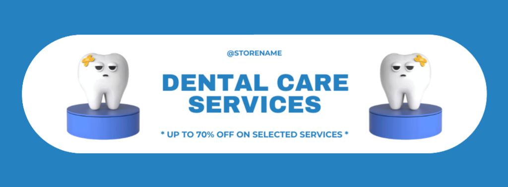 Designvorlage Dental Care Services Ad with Injured Teeth für Facebook cover