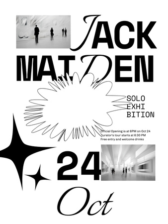 Art Event Announcement with People on Exhibition Poster US Design Template