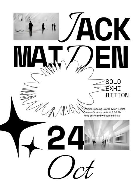 Minimalist Art Event Announcement with People on Exhibition Poster US Modelo de Design