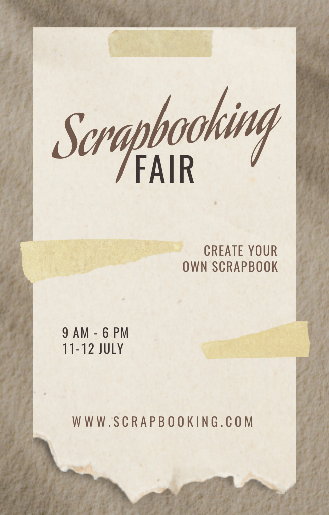 Ontwerpsjabloon van Invitation 4.6x7.2in van Scrapbooking Fair Announcement With Torn Paper