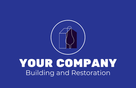 Restoration and Building Services Blue Business Card 85x55mm Design Template