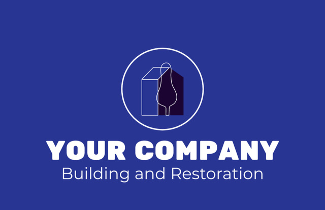 Restoration and Building Services Blue Business Card 85x55mm Modelo de Design