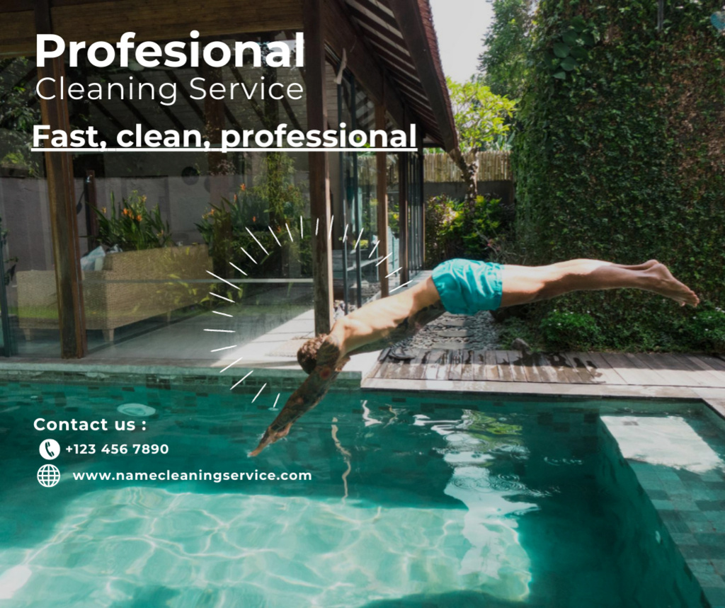 Offer of Quick Pool Cleaning Services Facebook – шаблон для дизайна