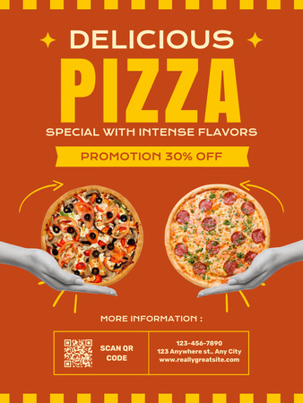 Ontwerpsjabloon van Poster US van Round Pizza Discount Promotion