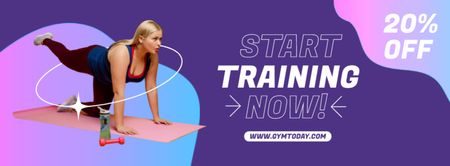 Woman in doing Workout on Mat Facebook cover Πρότυπο σχεδίασης
