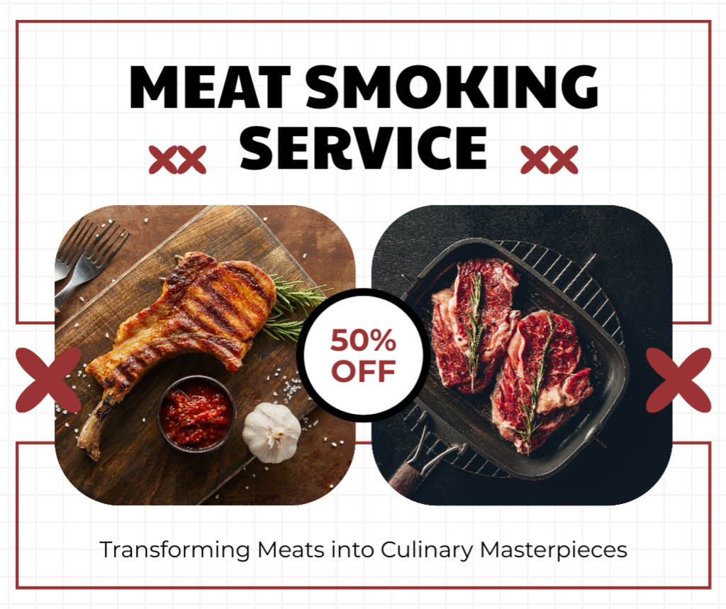 Template di design Tasty Meat Smoking Services Facebook