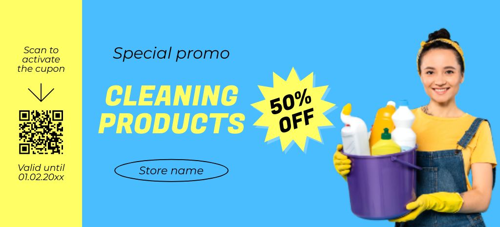Cleaning Products Special Promo Coupon 3.75x8.25in – шаблон для дизайна