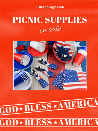 Plantilla de diseño de USA Independence Day Sale Announcement Poster US 