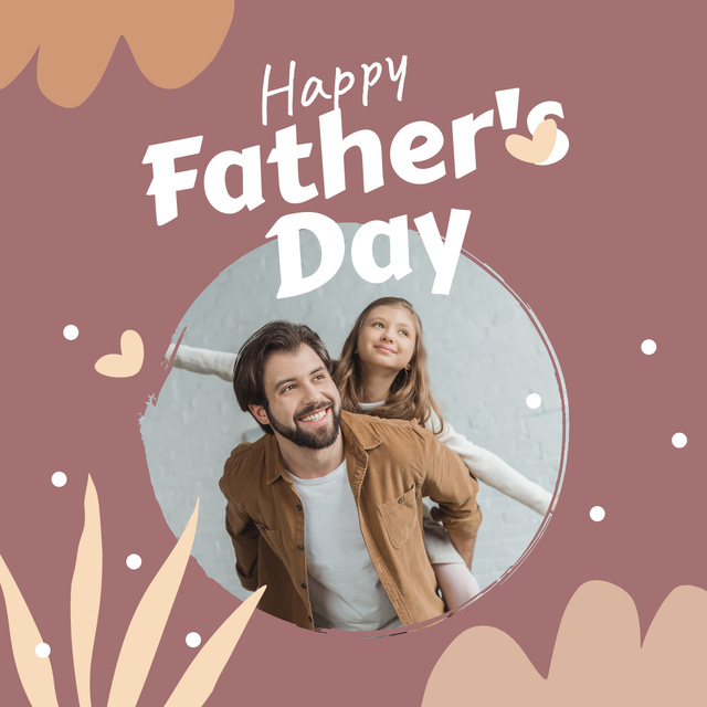 Greetings on Father's Day in Pastel Pink Color Instagram Design Template