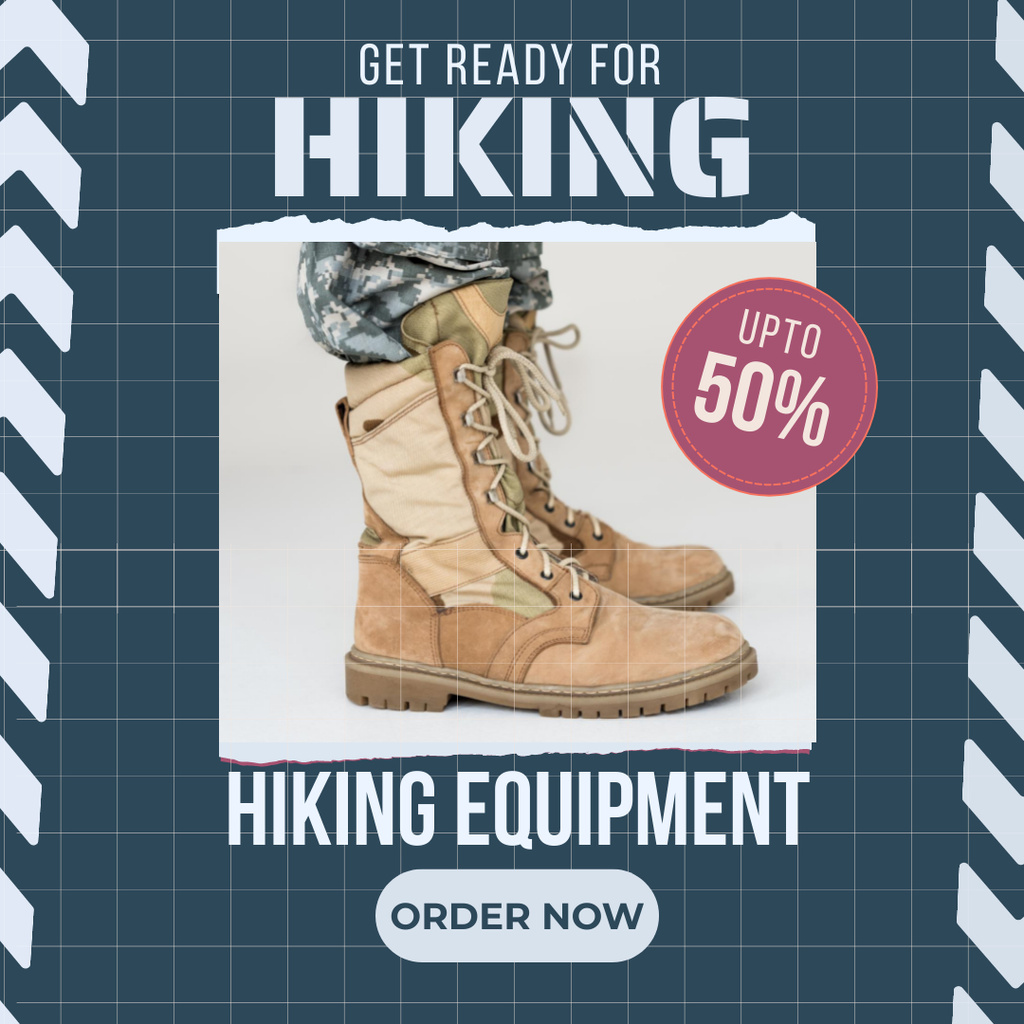 Hiking Boots Sale Offer Instagram AD Design Template