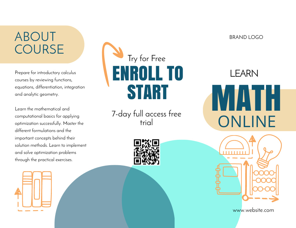 Offering Online Courses in Mathematics Brochure 8.5x11in – шаблон для дизайна