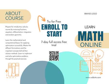 Plantilla de diseño de Ofreciendo cursos en línea en matemáticas Brochure 8.5x11in 