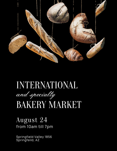 International Bakery Market Announcement Poster 8.5x11in Design Template
