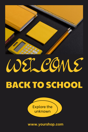 Welcome And Back To School With Stationery Postcard 4x6in Vertical Design Template