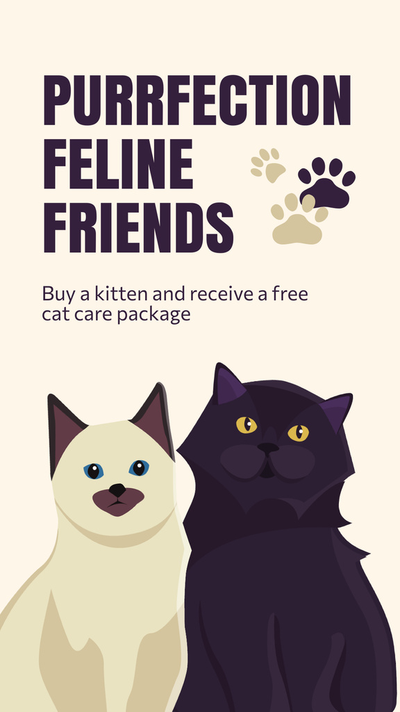 Adorable Feline Companions With Free Care Package Instagram Story Modelo de Design
