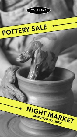 Night Market Pottery Sale Announcement Instagram Story Tasarım Şablonu