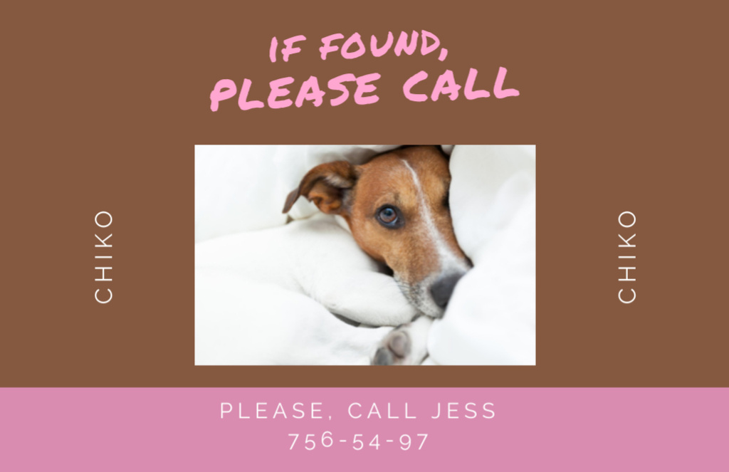 Lost Dog Announcement with Cute Puppy Flyer 5.5x8.5in Horizontal Design Template
