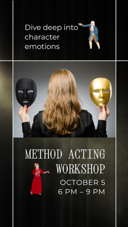 Professional Method Acting Workshop For Character Emotions Instagram Video Story Design Template