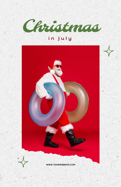 Christmas in July with Happy Santa Claus with Inflatable Rings Flyer 5.5x8.5in – шаблон для дизайну
