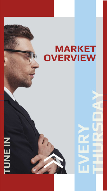 Market Strategy Ad with Businessman Instagram Story Modelo de Design