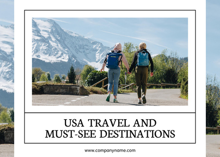 Designvorlage USA-Reisereisen mit Touristen unterwegs für Postcard