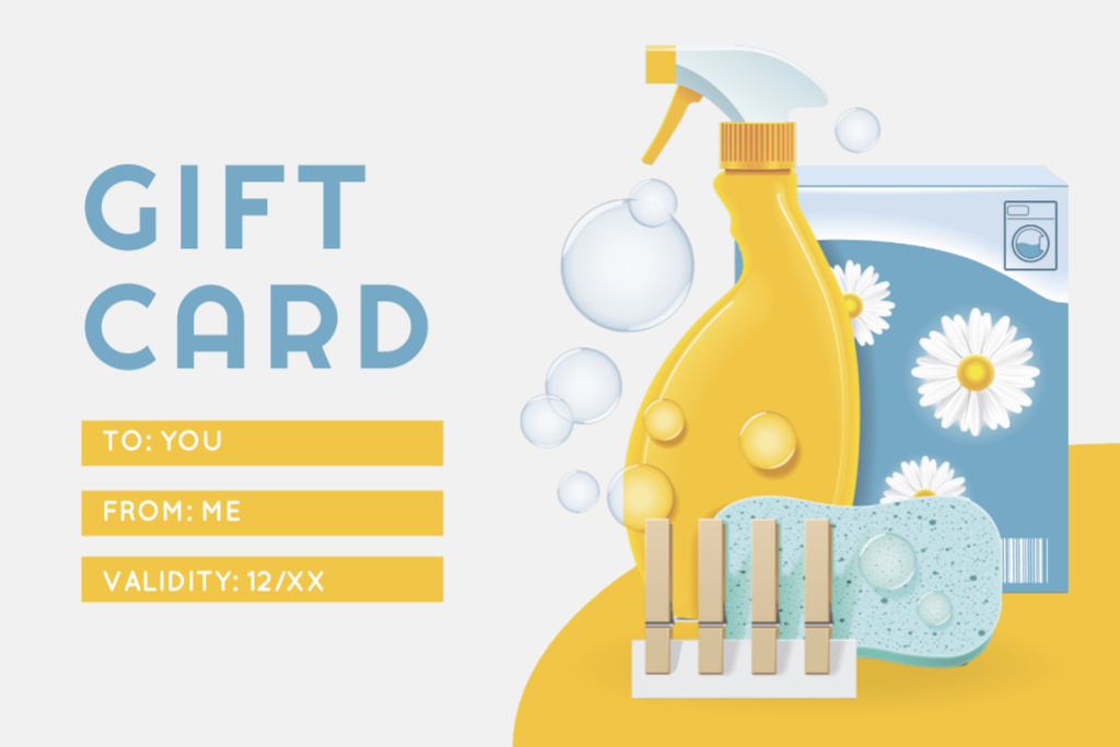 Household Cleaning Goods Blue and Yellow Gift Certificate – шаблон для дизайна