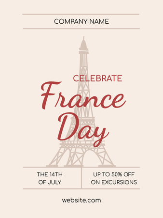 French National Day Celebration Event Announcement Poster US Tasarım Şablonu