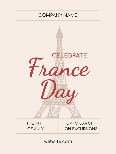 French National Day Celebration Event Announcement Poster US tervezősablon