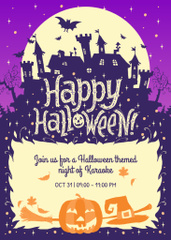 Happy Halloween Karaoke Night Ad with Scary House