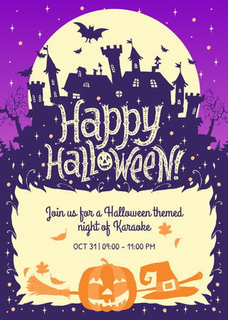 Happy Halloween Karaoke Night Scary House Flayer – шаблон для дизайна