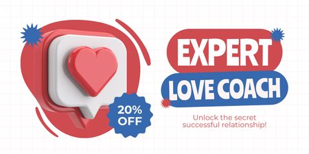 Ad of Expert Love Coach Services with Discount Twitter Design Template