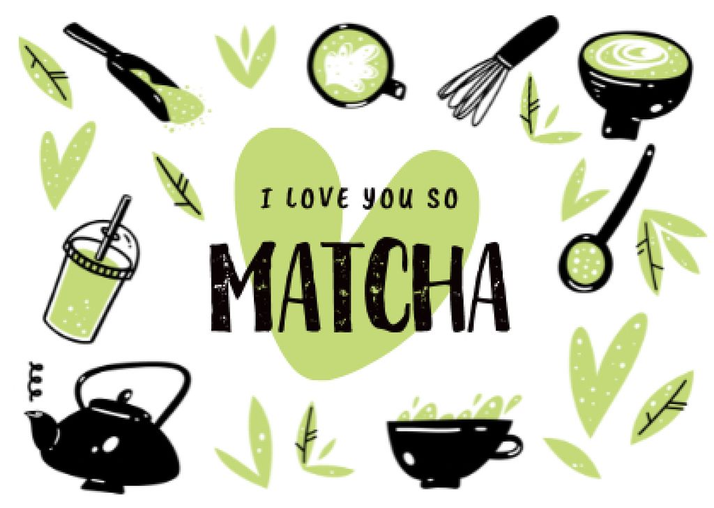 Cute Love Phrase with Beverages in Cups Card – шаблон для дизайну