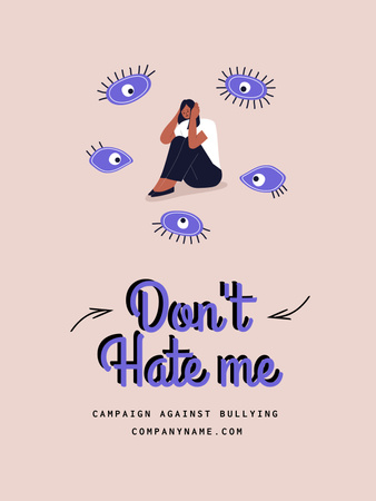 Modèle de visuel Campagne contre l'intimidation avec Bullied Girl - Poster US