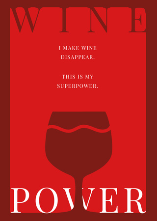 Quote About Power Of Wine And Glass In Red Postcard A6 Vertical Design Template