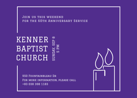 Baptist Church Ad with Candles Postcard 5x7in Design Template