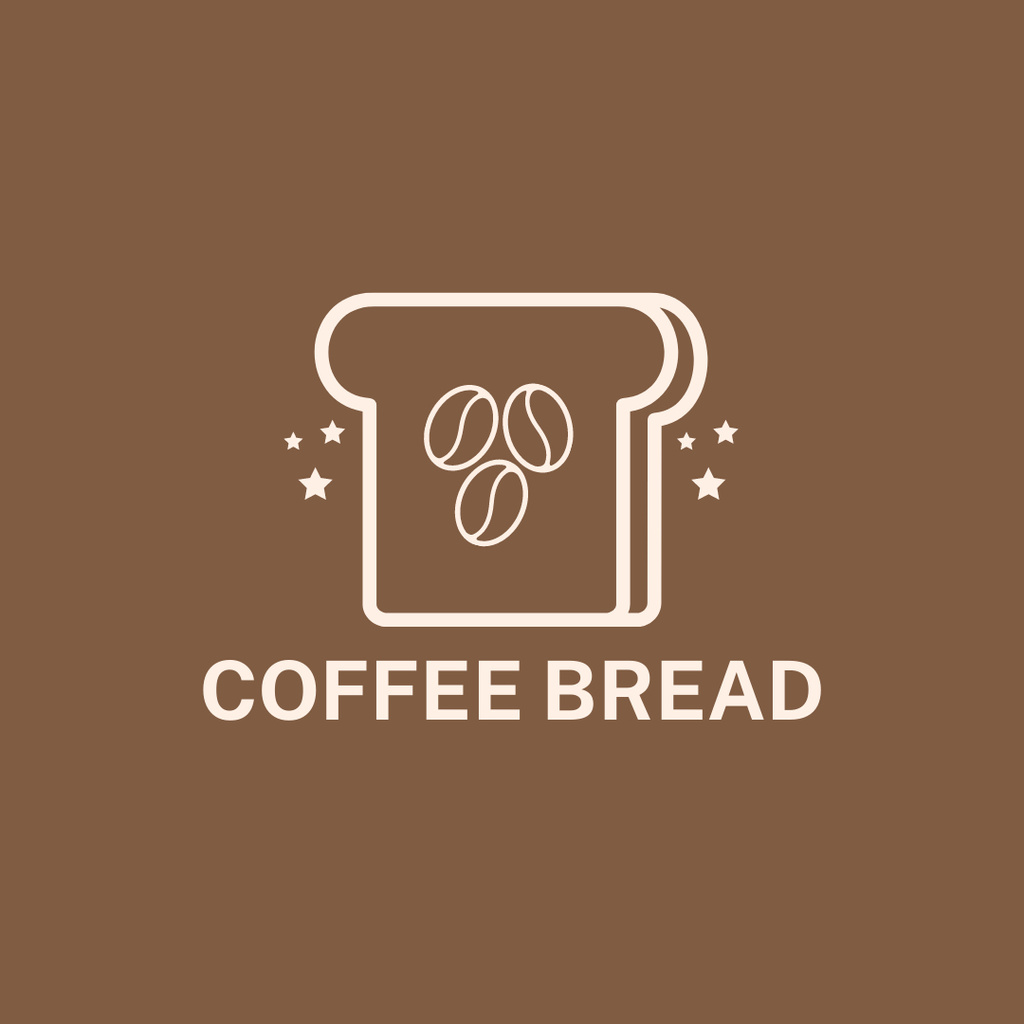 Cafe Ad with Coffee Beans and Bread Logo 1080x1080px Tasarım Şablonu