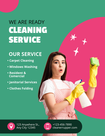 Modèle de visuel Advertising Cleaning Services - Flyer 8.5x11in