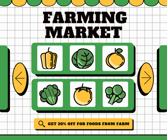Fresh Fruits and Vegetables at Farming Market Facebook Modelo de Design