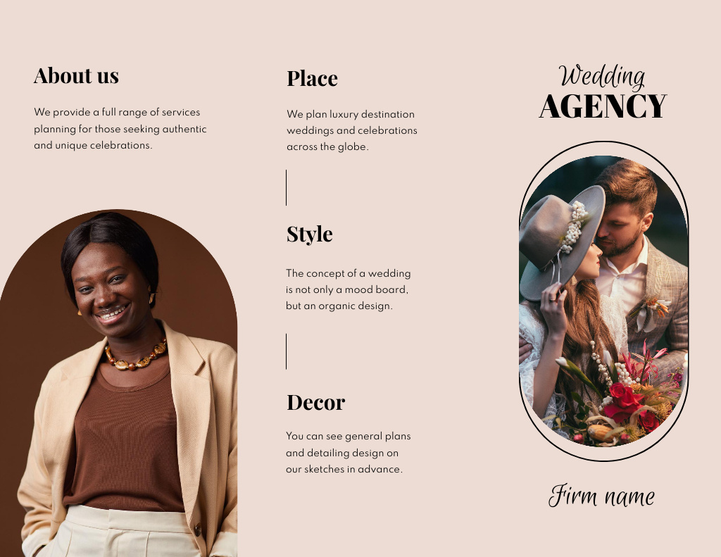 Modèle de visuel Wedding Agency Services Offer with Couple - Brochure 8.5x11in Z-fold