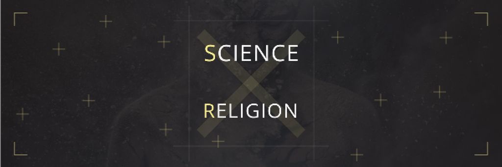 Plantilla de diseño de Citation about Science and Religion with Silhouette of Man Email header 