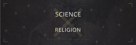 Citation about Science and Religion with Silhouette of Man Email header Design Template