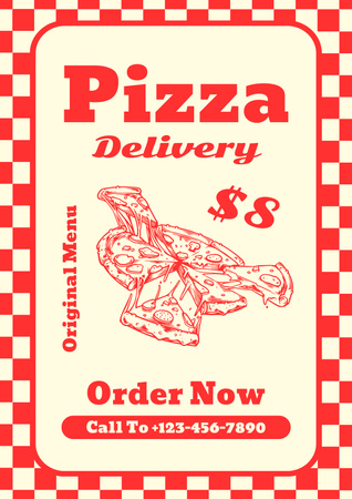 Appetizing Pizza Delivery Price Poster Design Template
