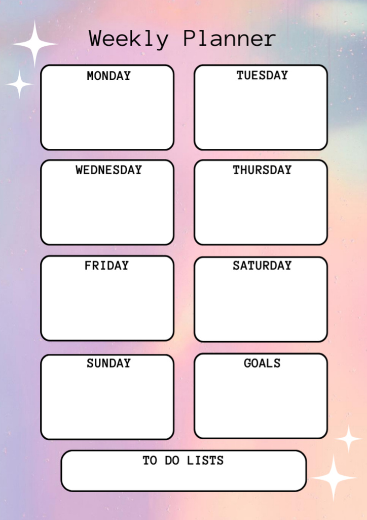 Designvorlage Simple Weekly Planner in Pink Gradient für Schedule Planner