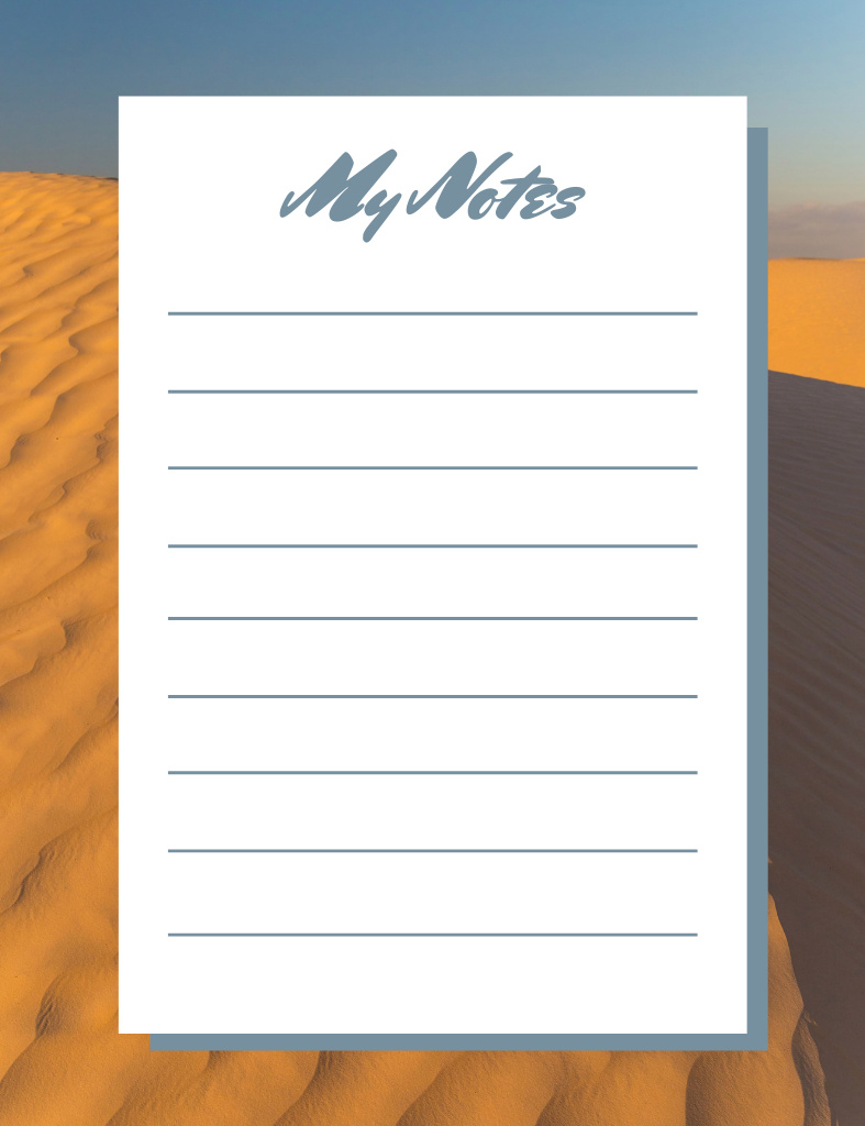 Ontwerpsjabloon van Notepad 107x139mm van Individual Planner with Sand Dunes in Desert