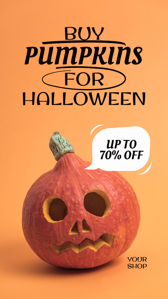 Ontwerpsjabloon van Instagram Story van Halloween Pumpkins Sale Offer