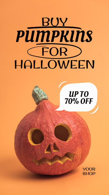 Ontwerpsjabloon van Instagram Story van Halloween Pumpkins Sale Offer