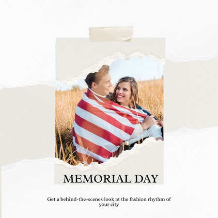 Designvorlage Ankündigung der Memorial Day-Feier mit Paar für Instagram