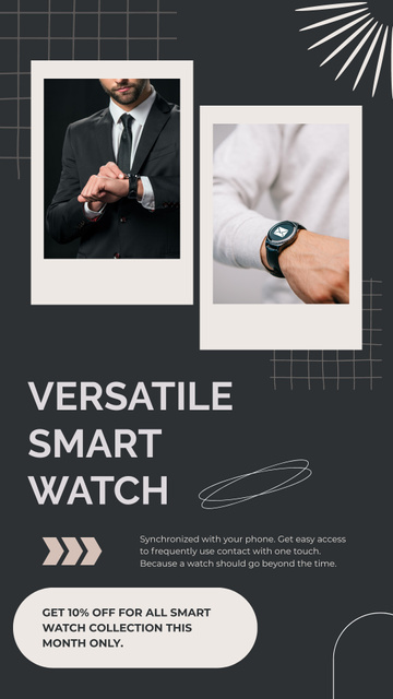 Versatile Smart Watch for Men Instagram Story Šablona návrhu