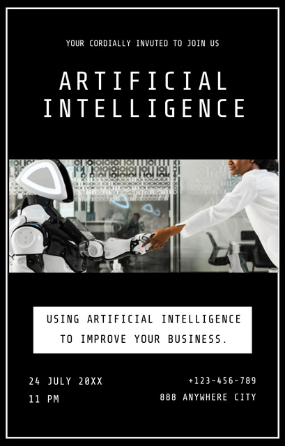 Artificial Intelligence In Business Branches Invitation 4.6x7.2inデザインテンプレート