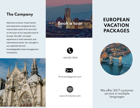 Inzerát na evropské prázdninové balíčky Brochure 8.5x11in Šablona návrhu